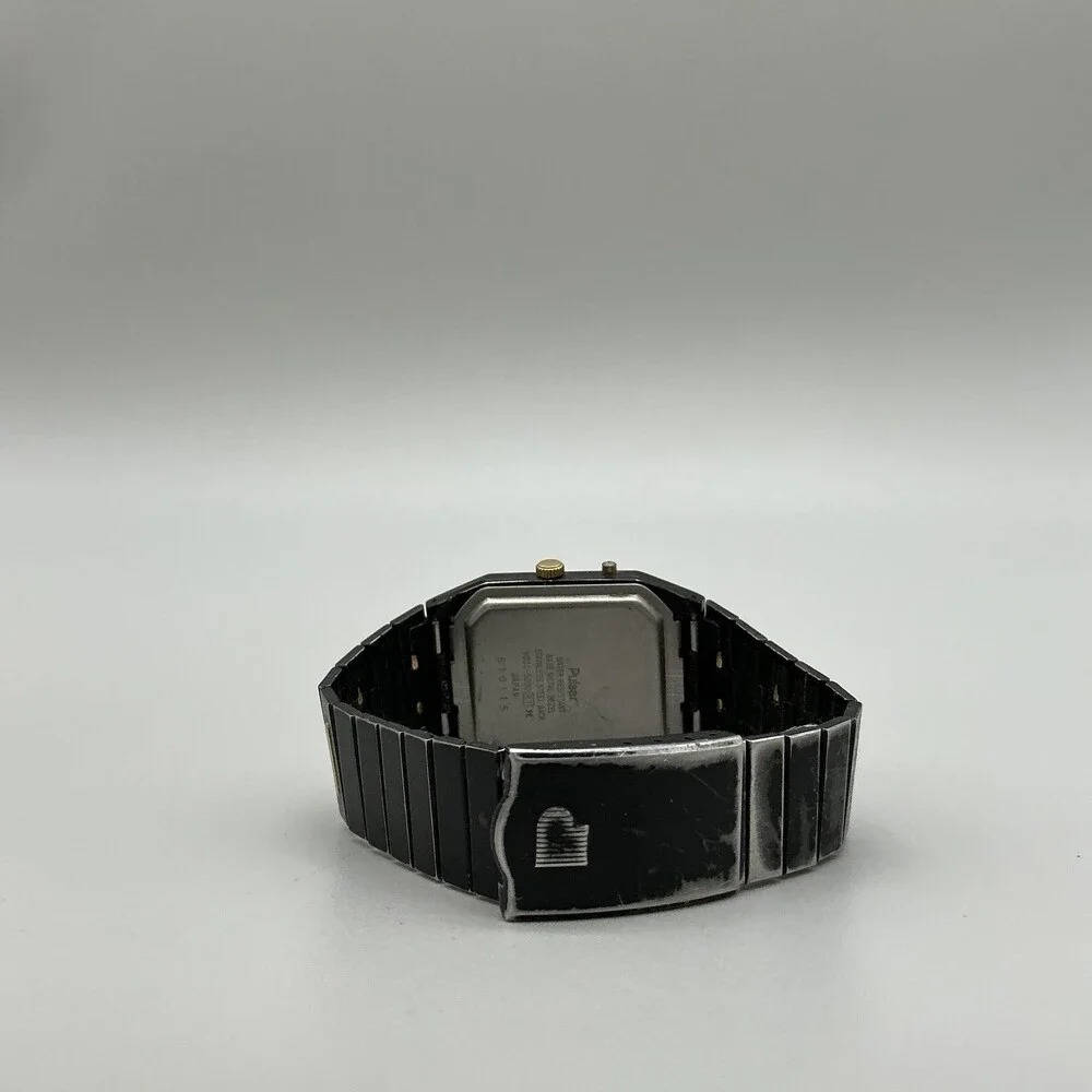 Vintage Pulsar V031-5000 Mens Watch 31mm Black Gold Tone Ana Digi New Battery 6